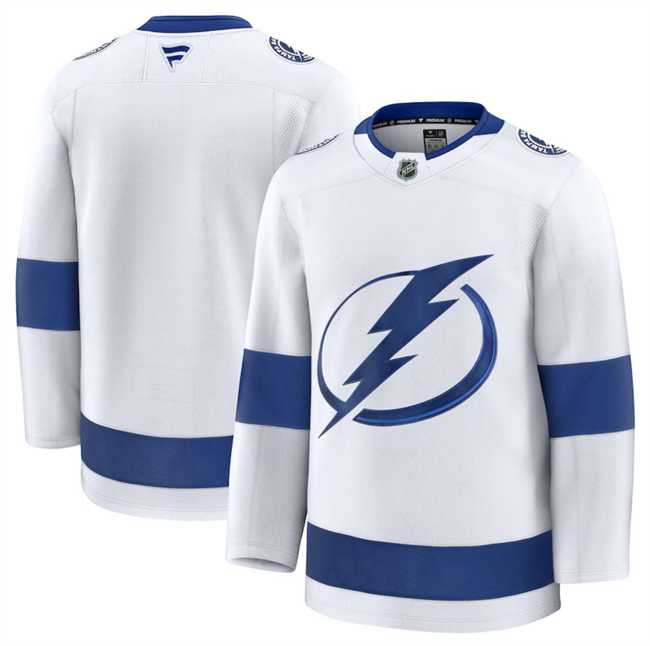 Mens Tampa Bay Lightning Custom White 2024-25 Away Stitched Hockey Jersey